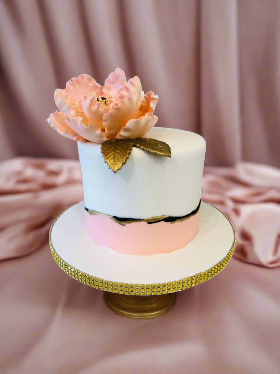 Peach Magnolia Fondant Cake