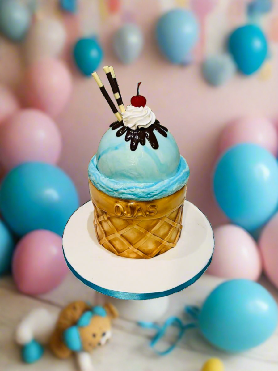 Ice Cream Cone Molded Fondant Cake