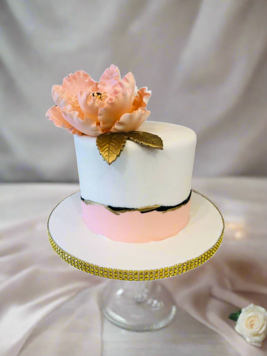 Peach Magnolia Fondant Cake