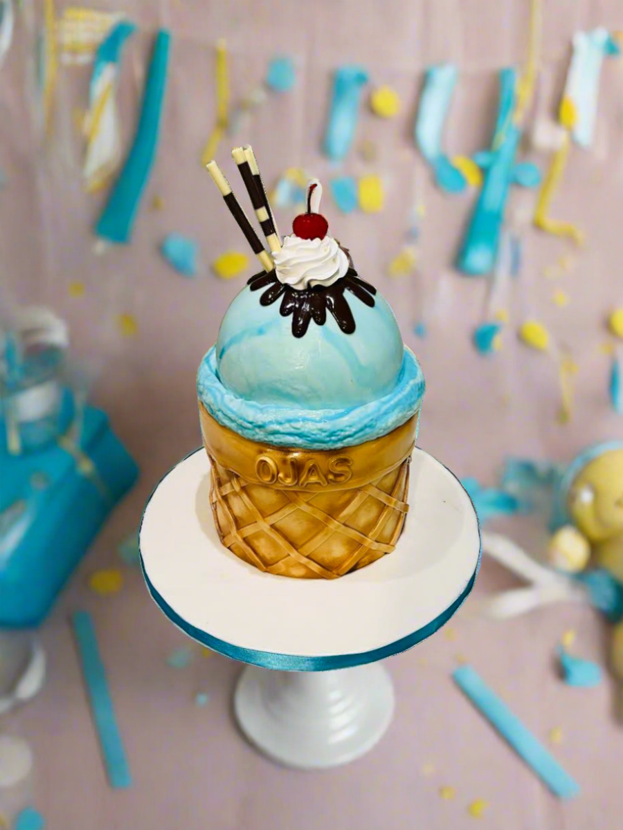 Ice Cream Cone Molded Fondant Cake