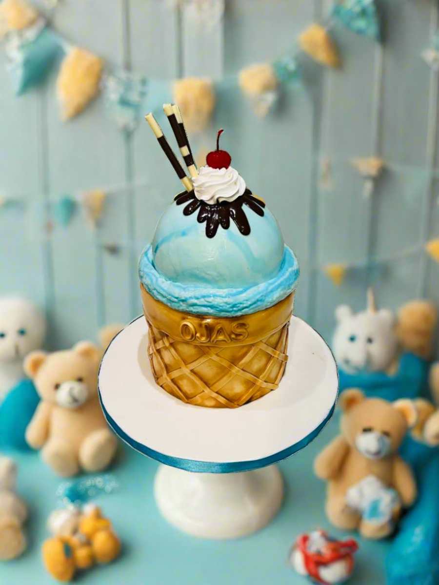 Ice Cream Cone Molded Fondant Cake