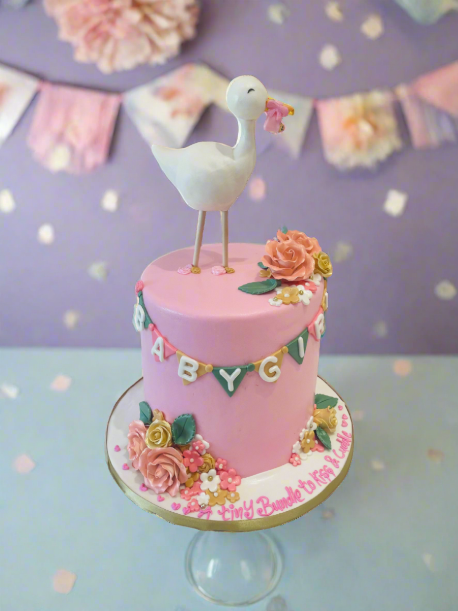 Delivery Stork Fondant Cake