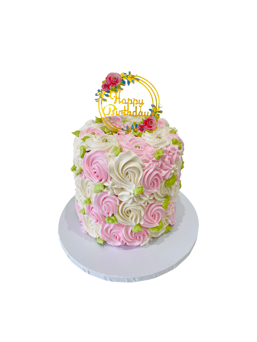 Pam Pink & Ivory Rosette Cake