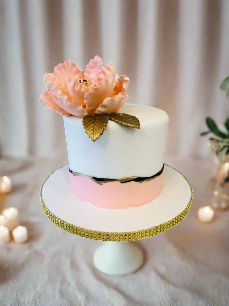 Peach Magnolia Fondant Cake