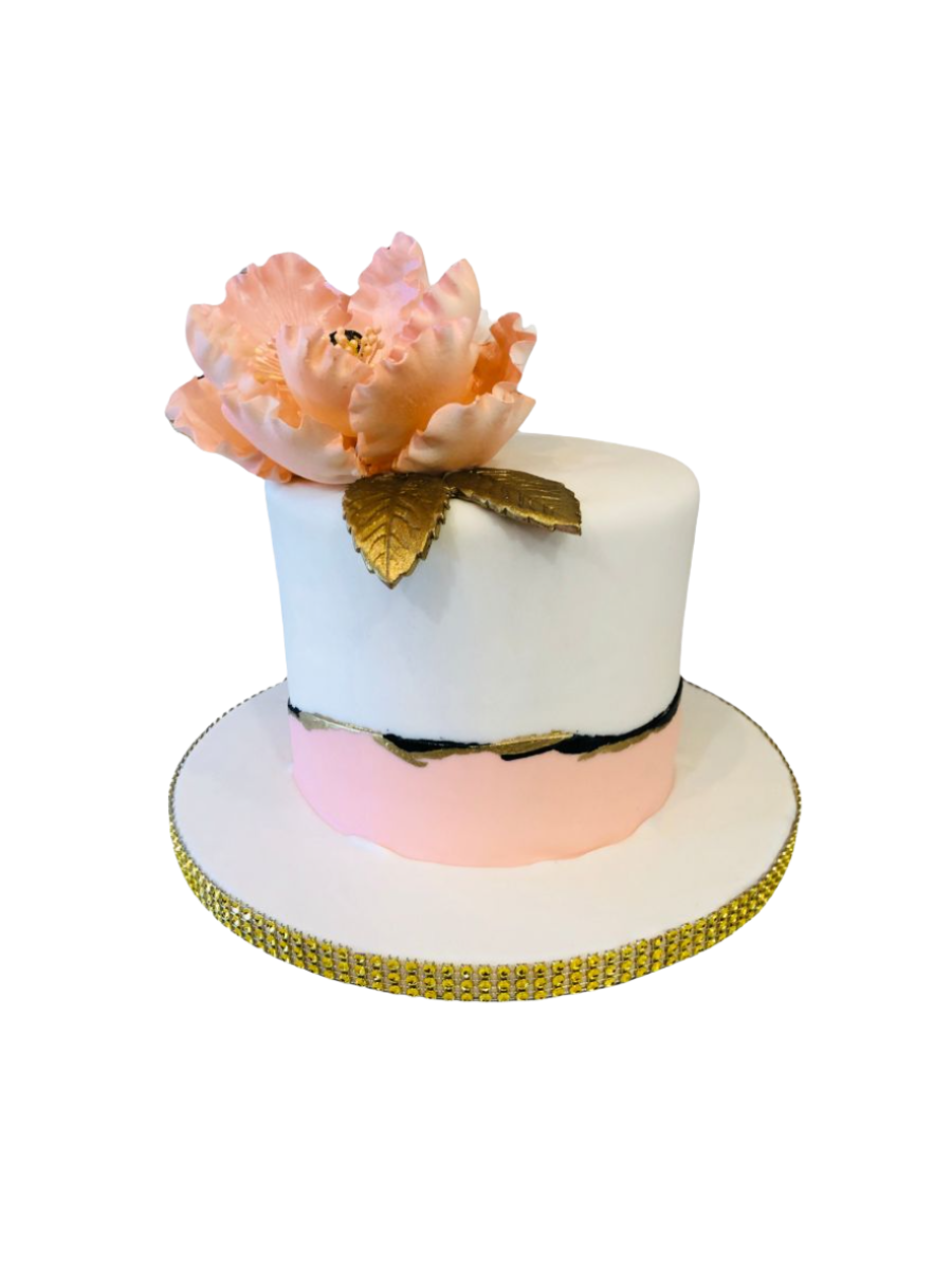 Peach Magnolia Fondant Cake