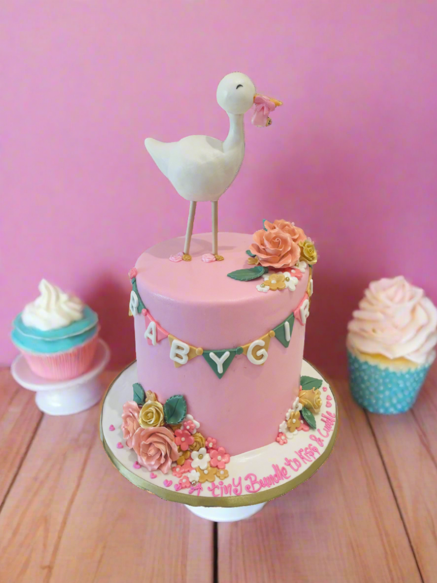 Delivery Stork Fondant Cake