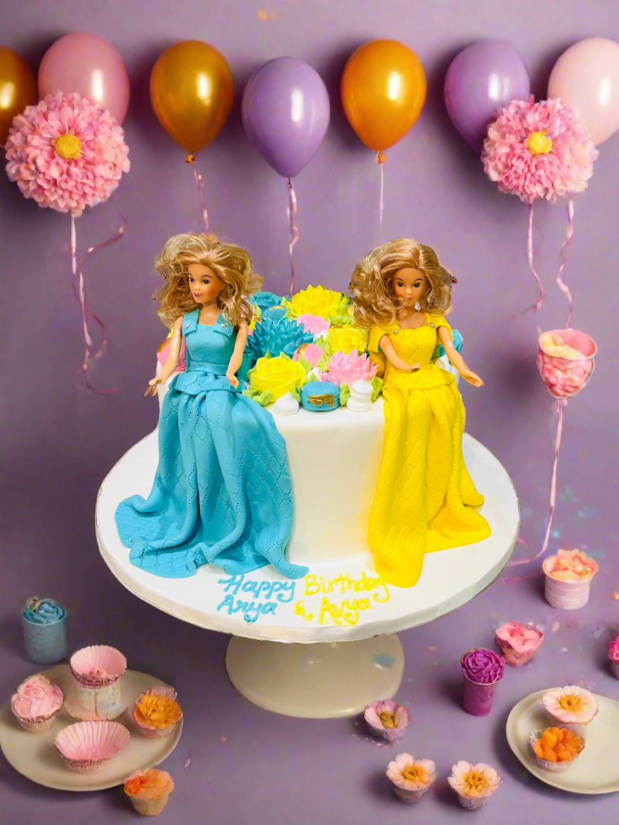 Arya And Avya Fondant Barbie Cake