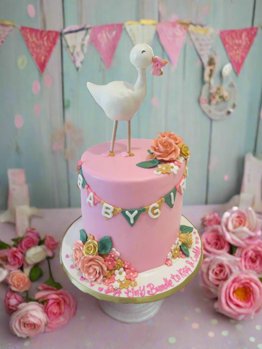Delivery Stork Fondant Cake
