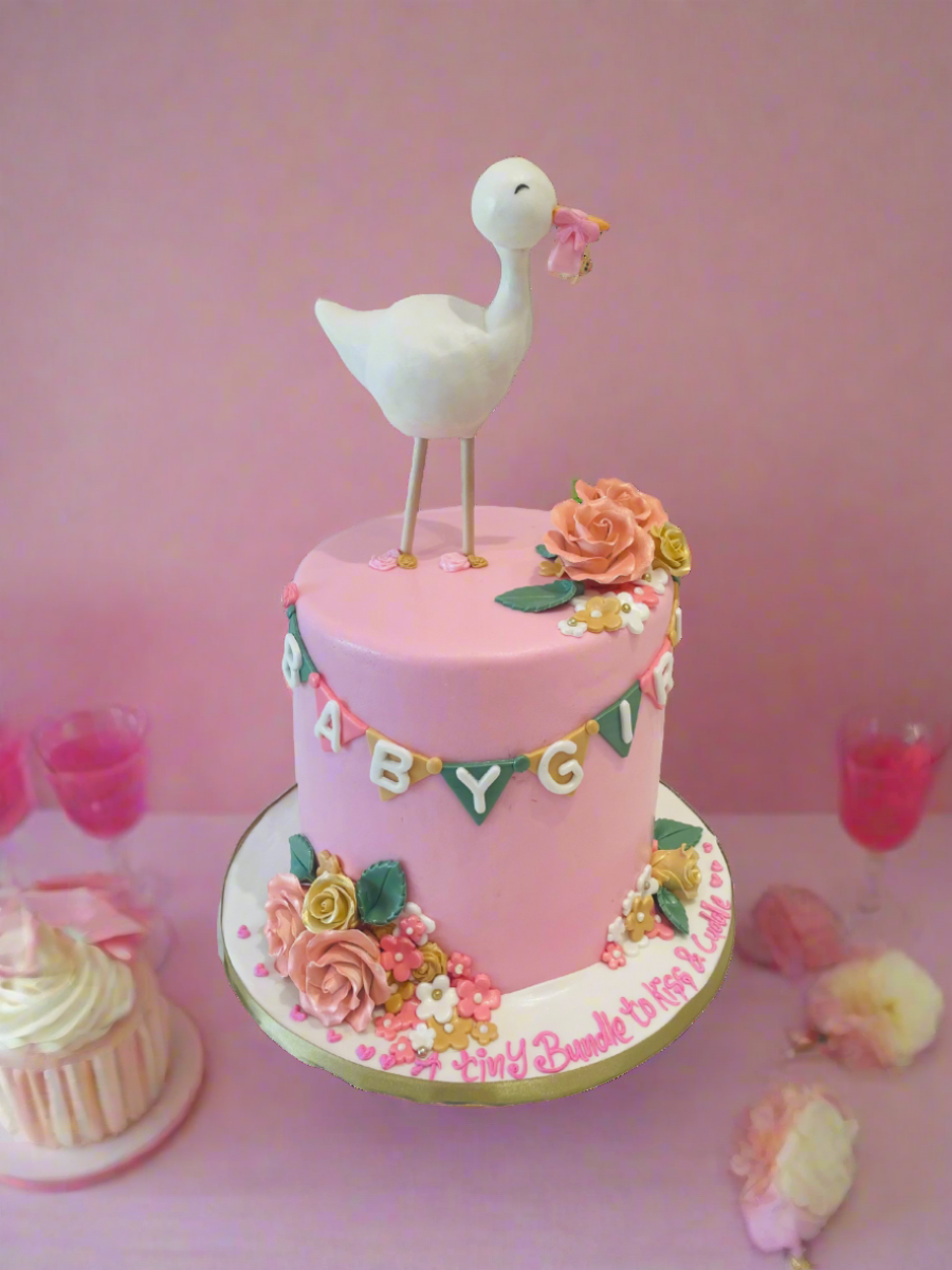 Delivery Stork Fondant Cake