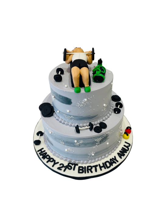 Gym Cream Tiered Cake