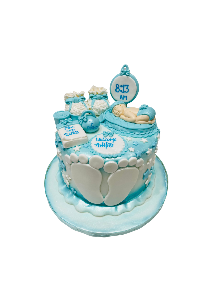 Anhad Baby Details Fondant Cake