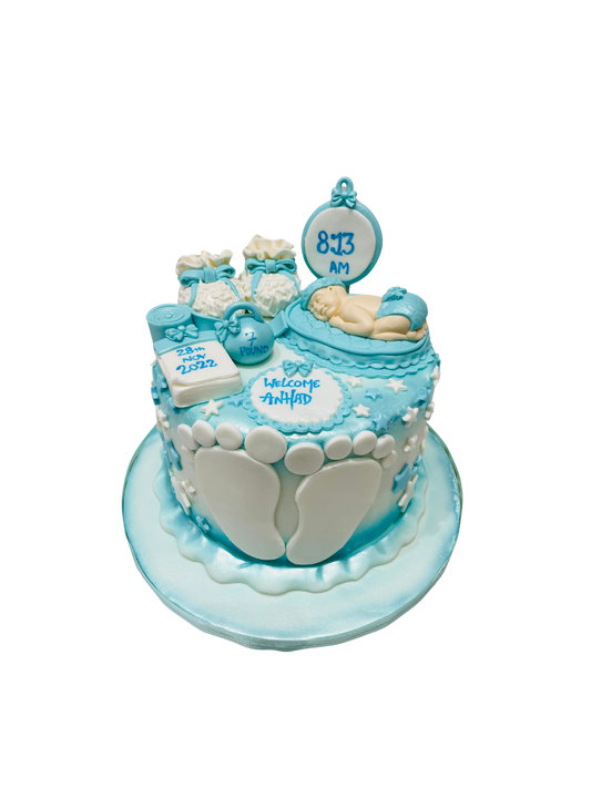 Anhad Baby Details Fondant Cake