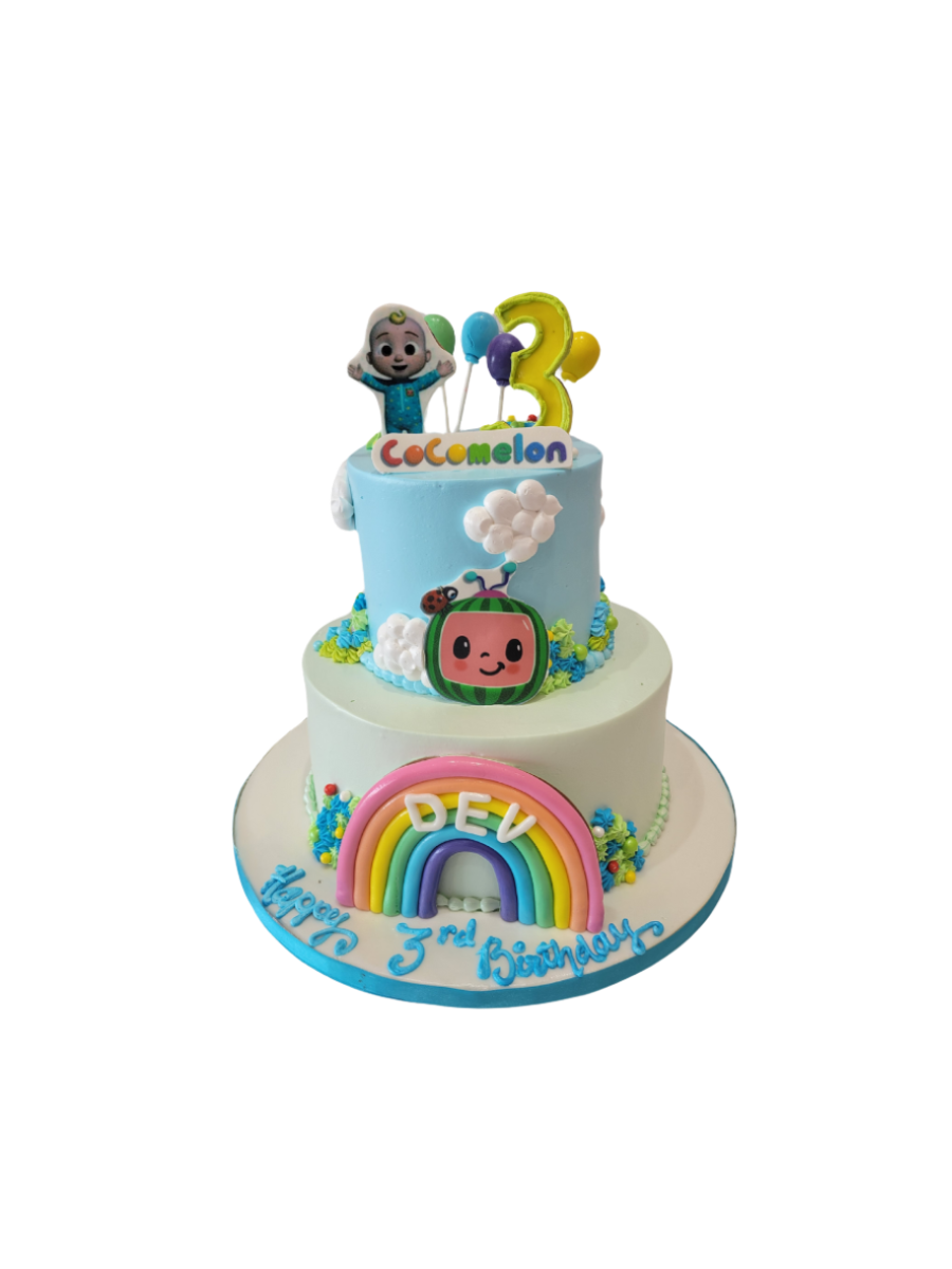 Cocomelon Tiered Cream Cake
