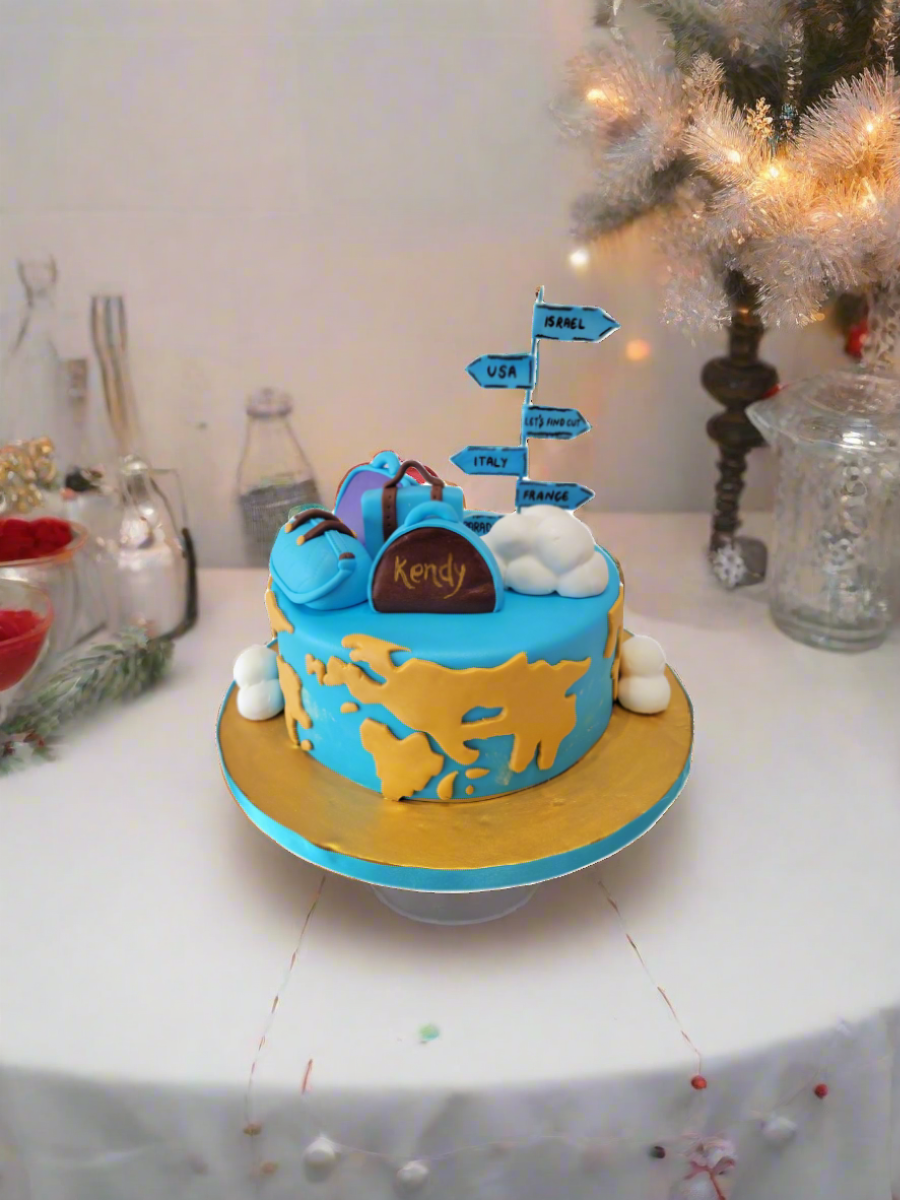 Travel Theme Fondant Cake