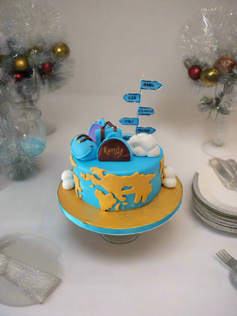Travel Theme Fondant Cake