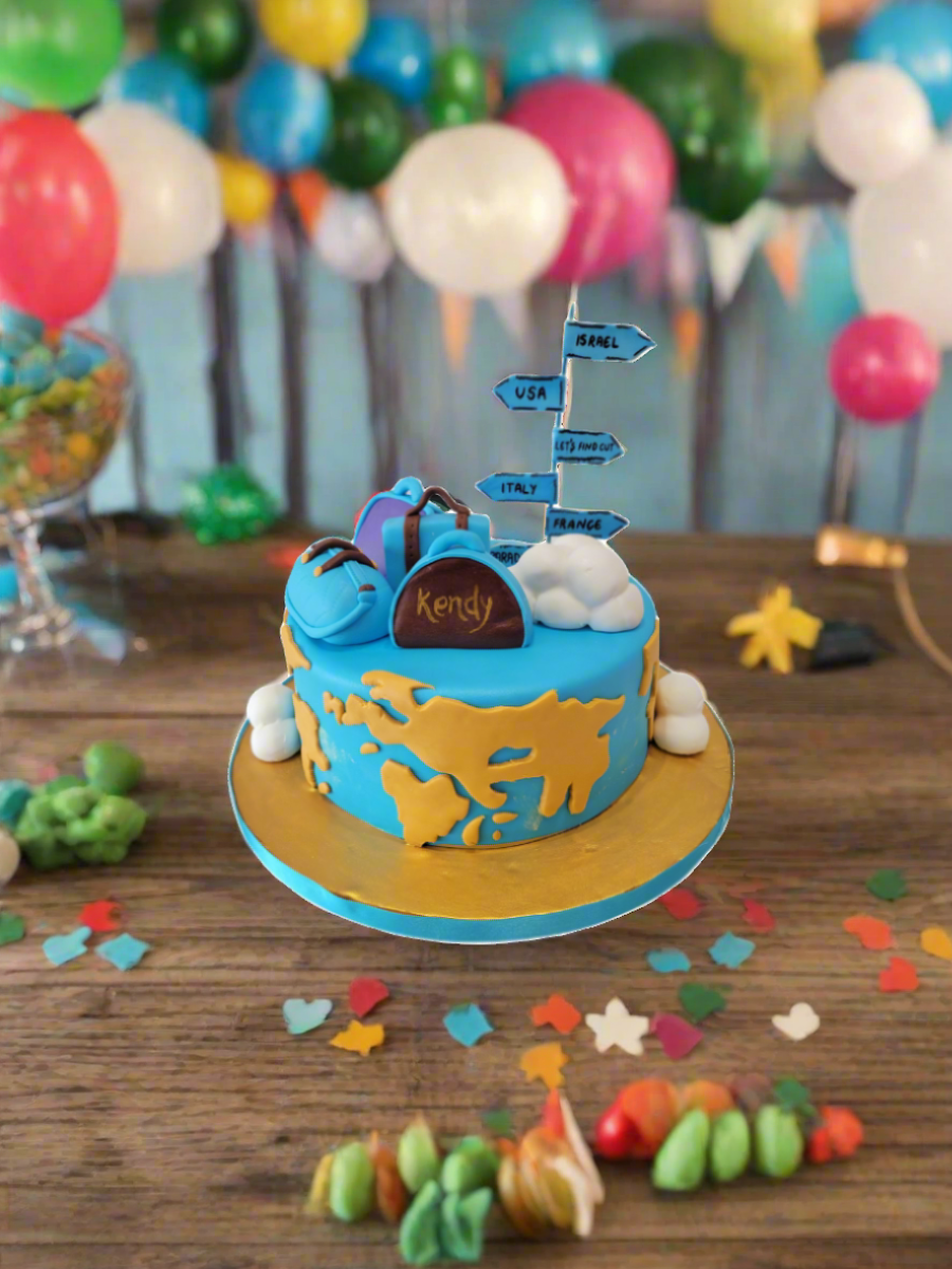 Travel Theme Fondant Cake