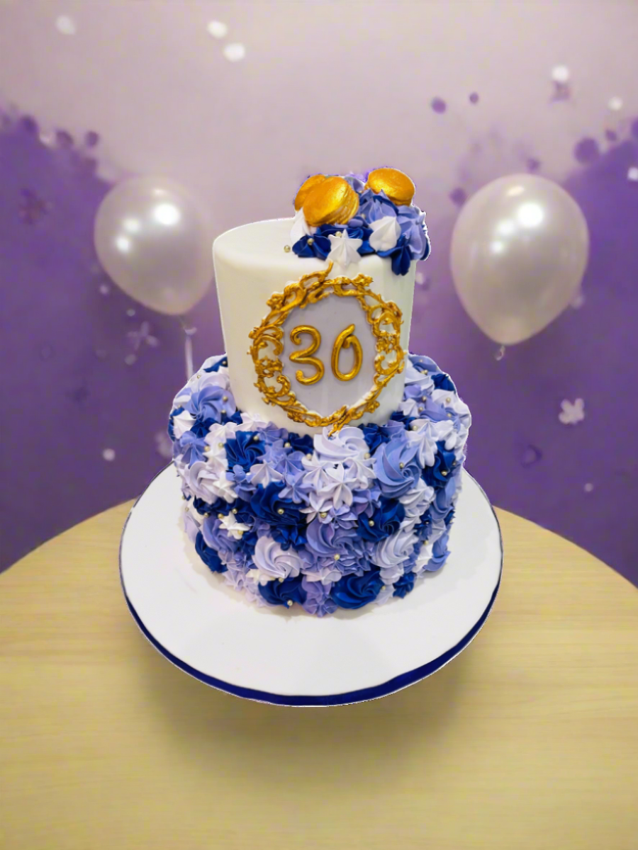 Purple Gold Tiered Cake
