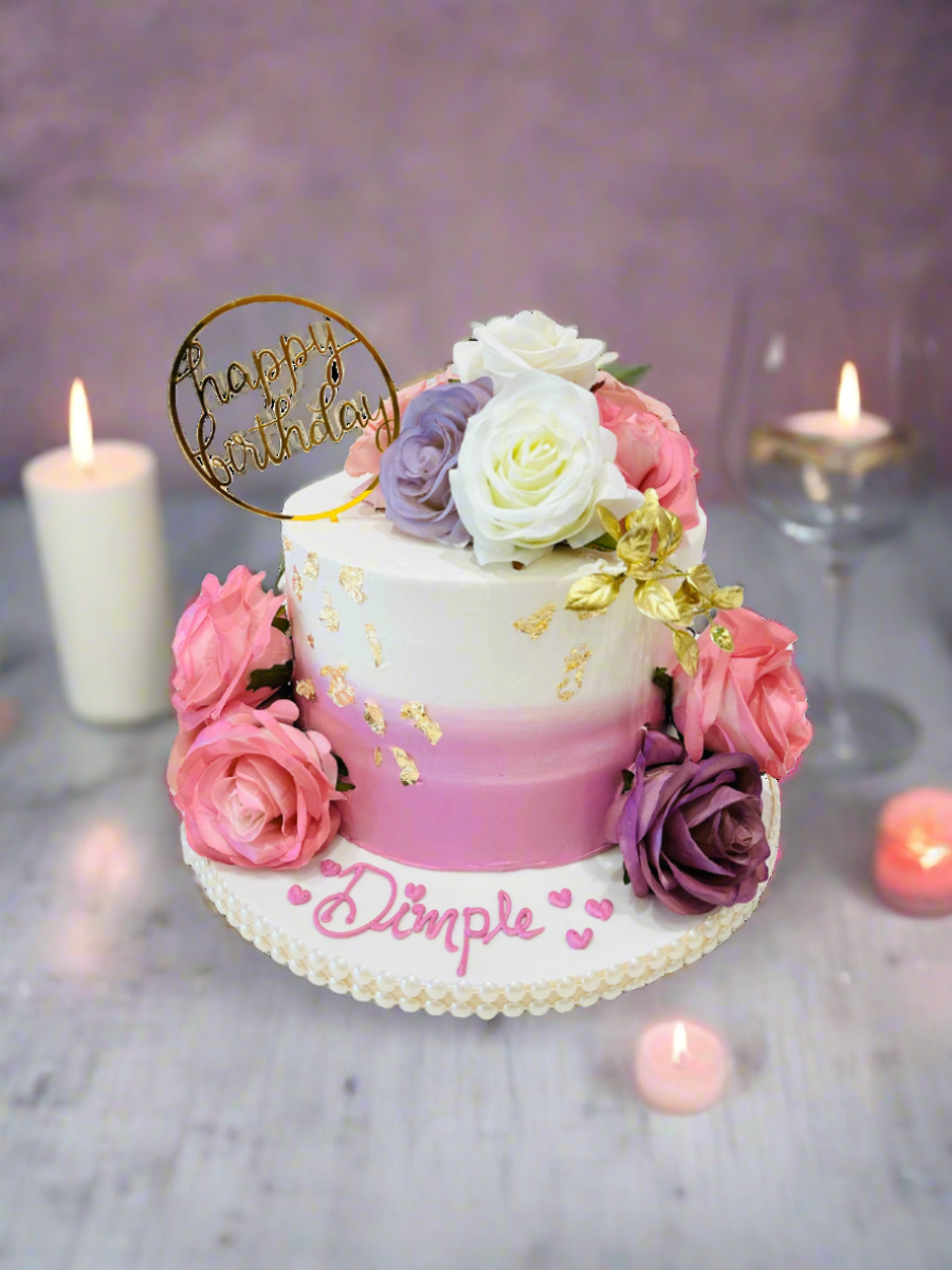 Dimple Pastel Floral Cake