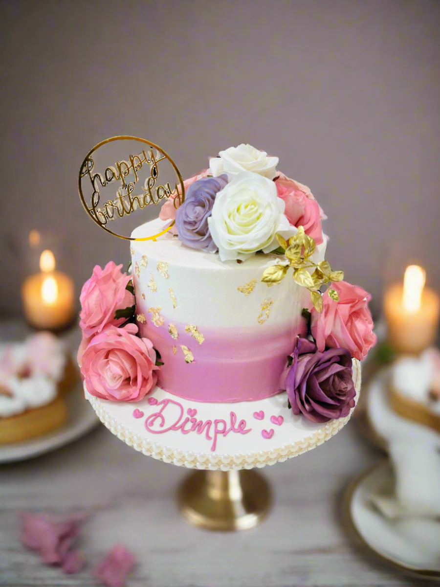 Dimple Pastel Floral Cake