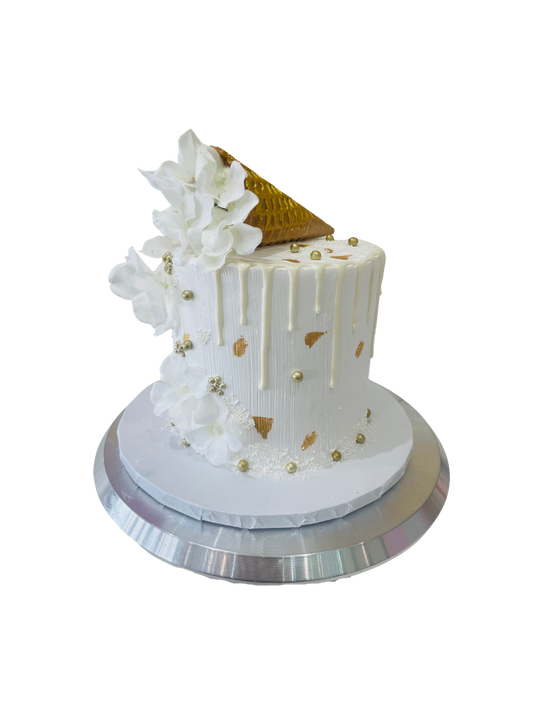 White Cone Flower Cake