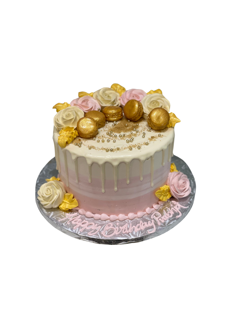 Pink & Ivory Macaron Cake