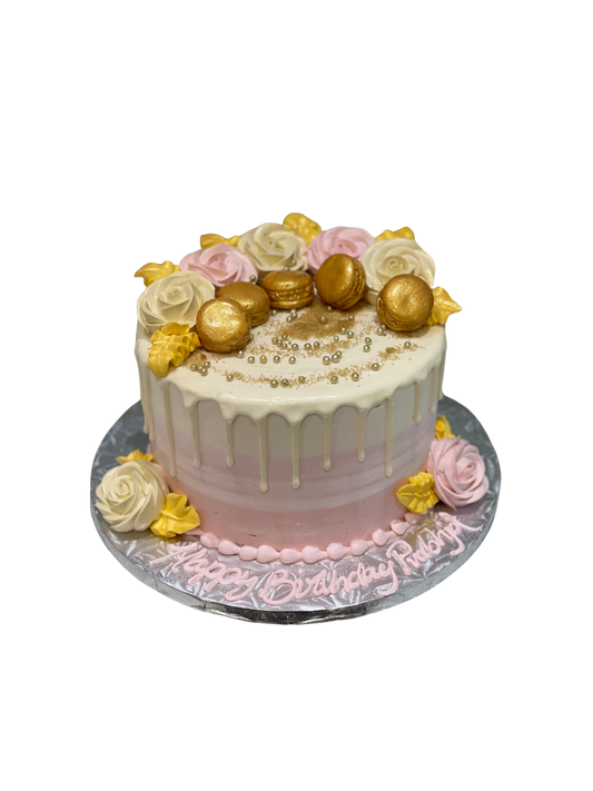 Pink & Ivory Macaron Cake