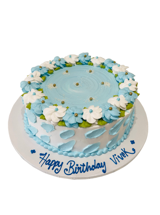 Baby Blue Blossoms Cake