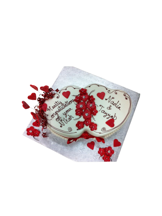 Nadia & Tayyab Double Heart Cake