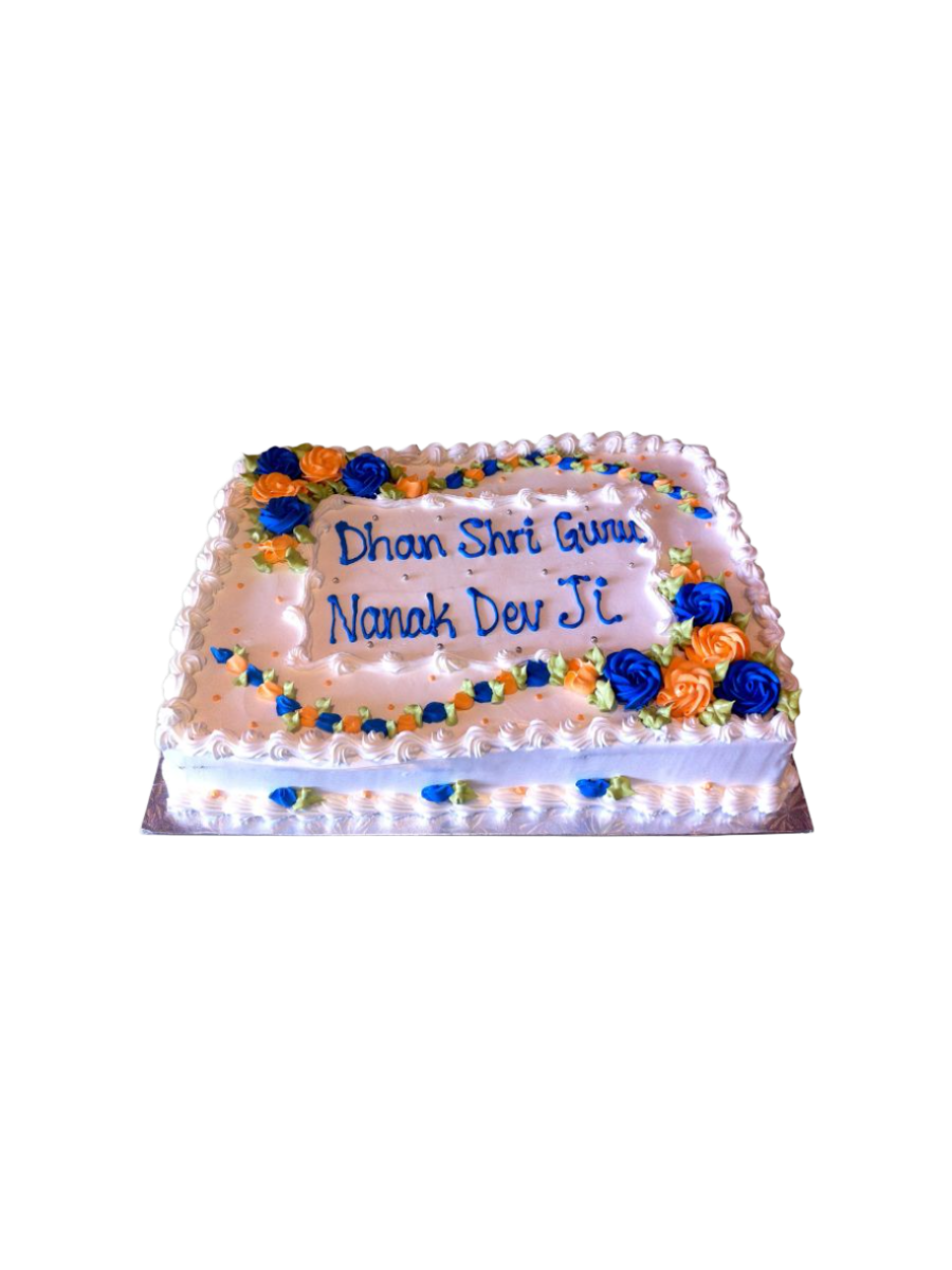 Blue Orange Flower Cake
