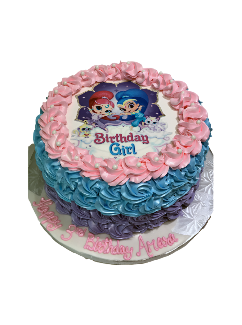 Shimmer & Shine Rosette Photo Cake
