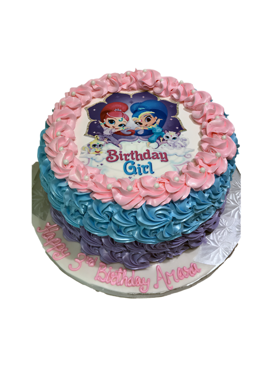 Shimmer & Shine Rosette Photo Cake