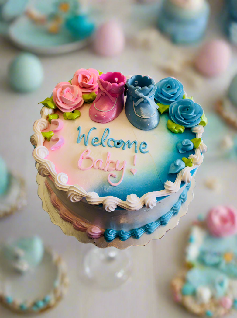 Pink And Blue Booty Baby Shower Cake