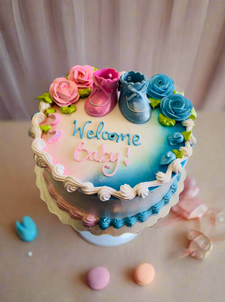 Pink And Blue Booty Baby Shower Cake