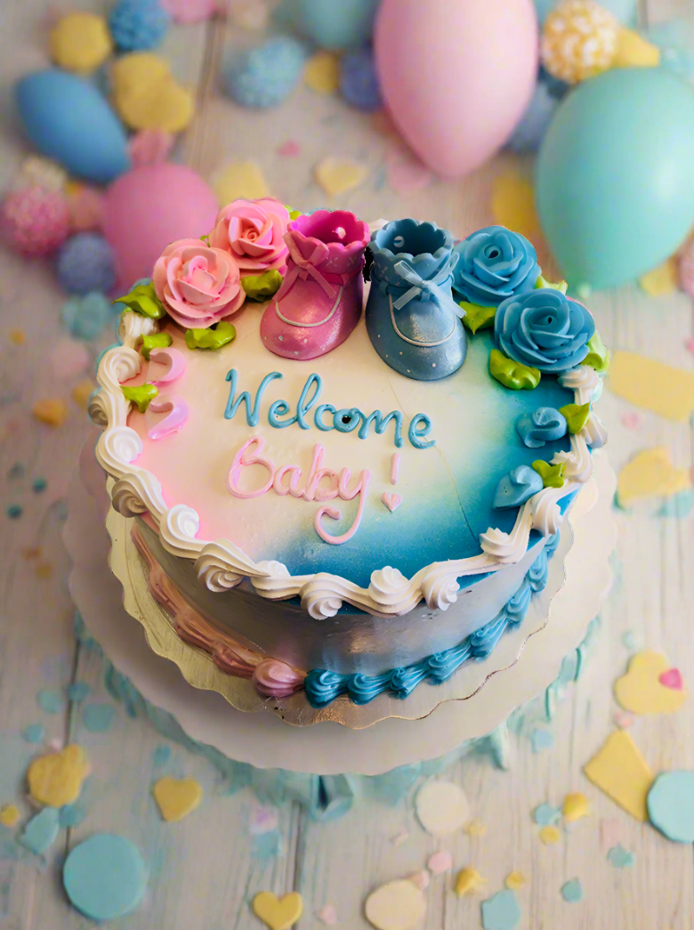 Pink And Blue Booty Baby Shower Cake
