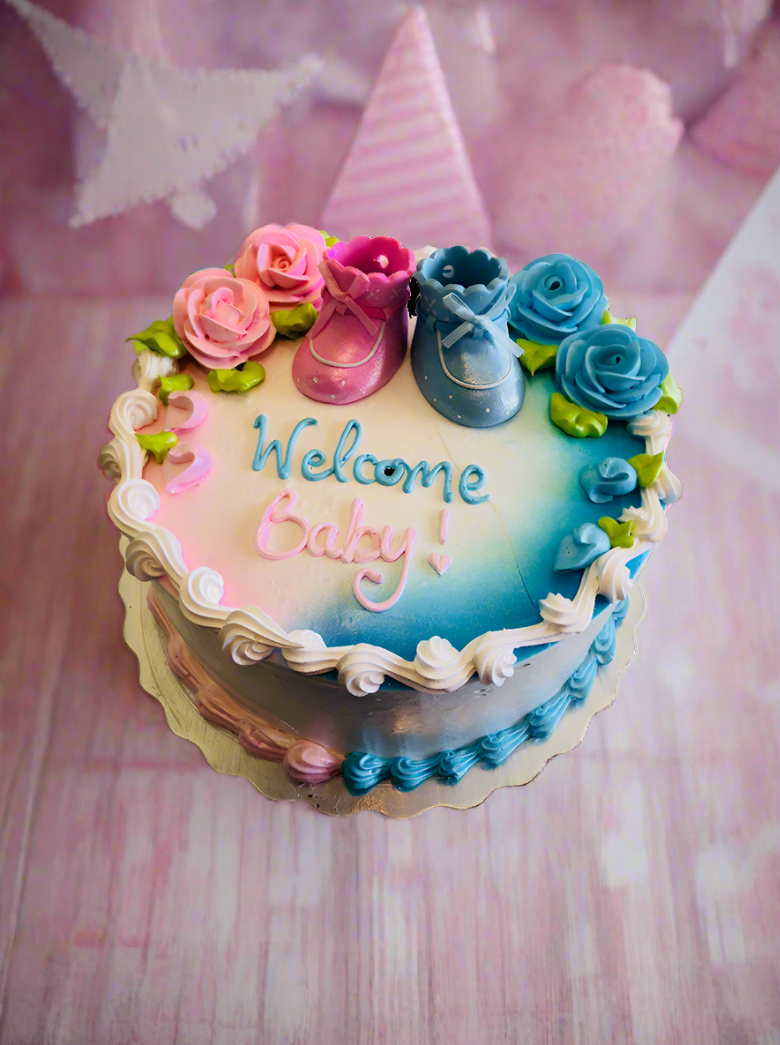 Pink And Blue Booty Baby Shower Cake