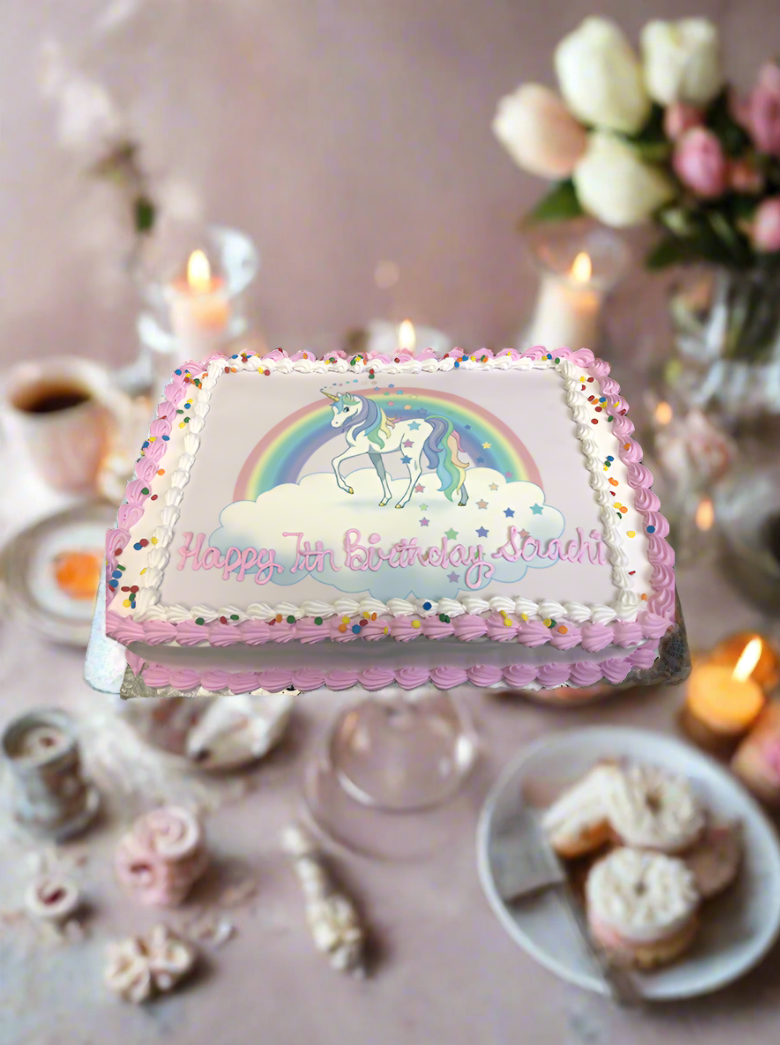 Rainbow Unicorn Photo Cake