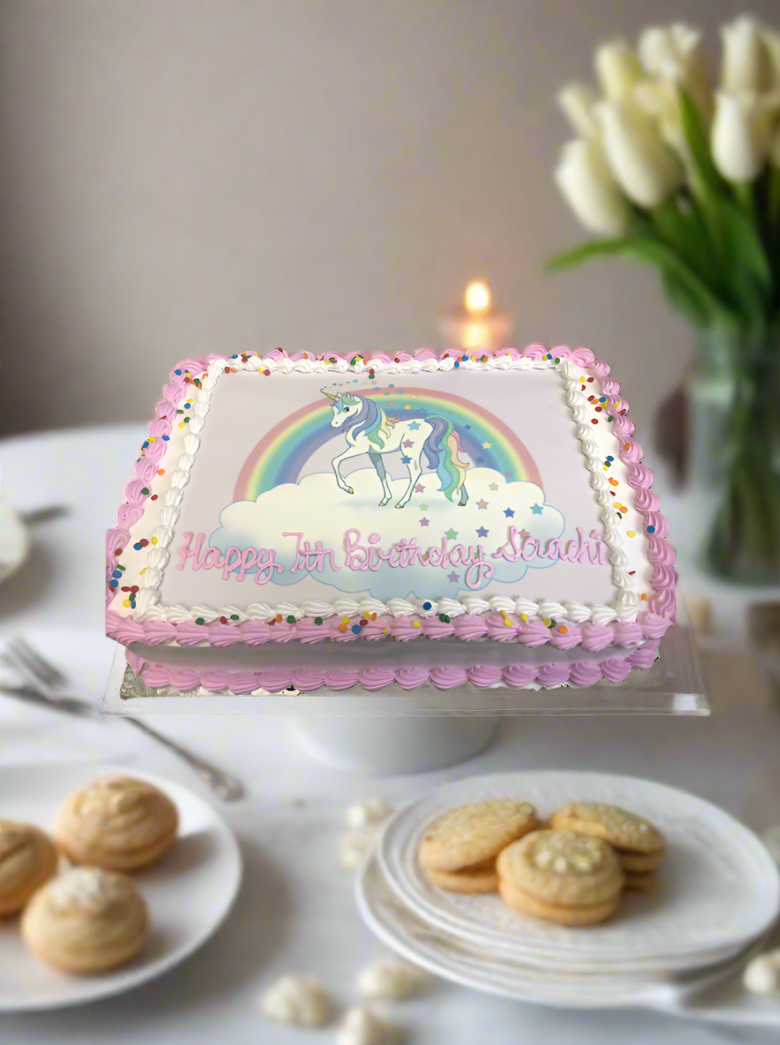 Rainbow Unicorn Photo Cake