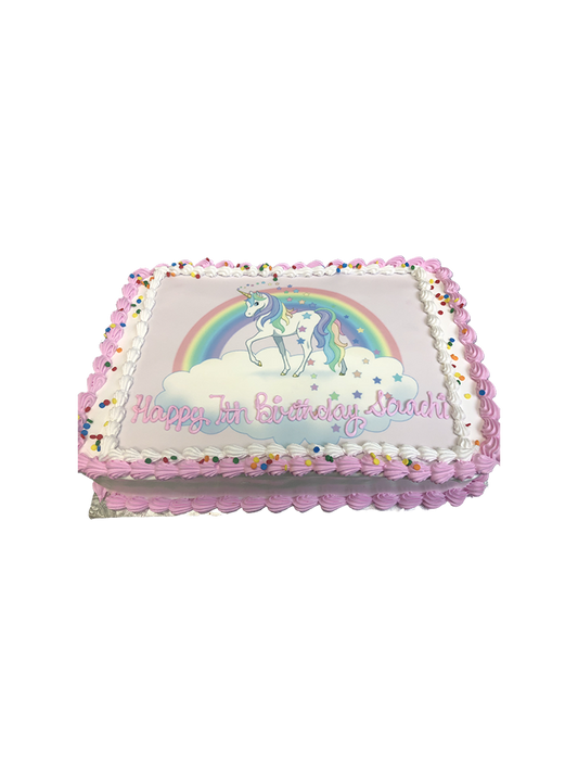 Rainbow Unicorn Photo Cake