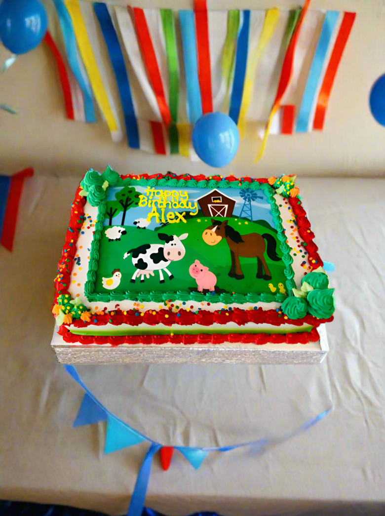 Farm Animals Photo Cake
