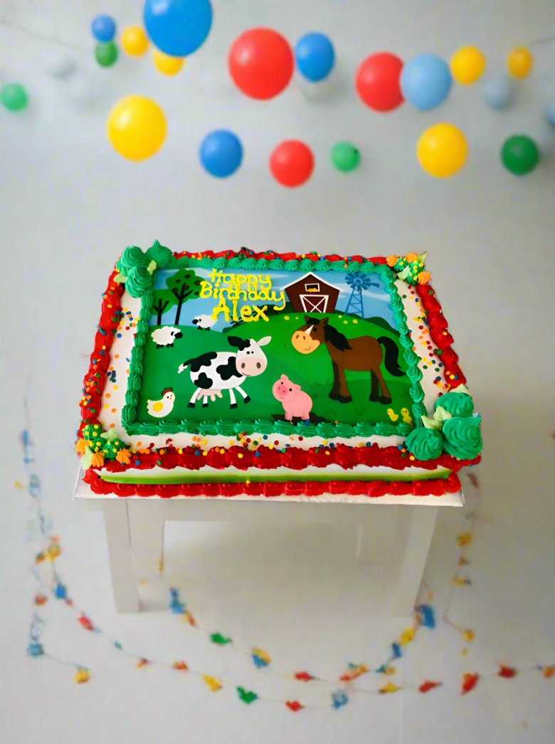 Farm Animals Photo Cake