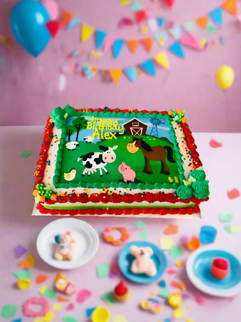 Farm Animals Photo Cake