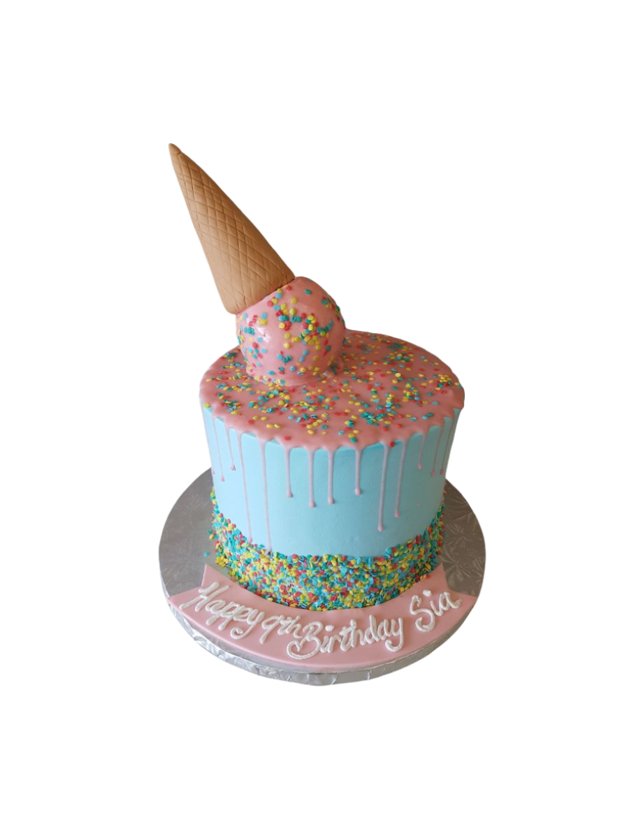 Ice-Cream Cone Drizzle Birthday Cake
