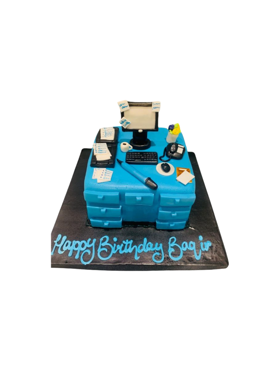 Computer Desk Fondant Cake