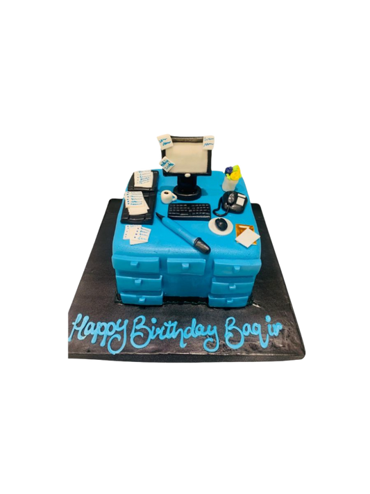 Computer Desk Fondant Cake