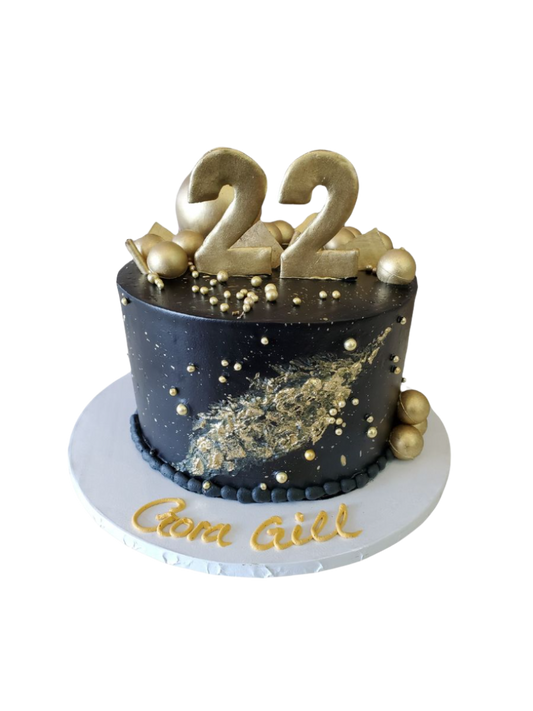 Black & Gold Birthday Cake