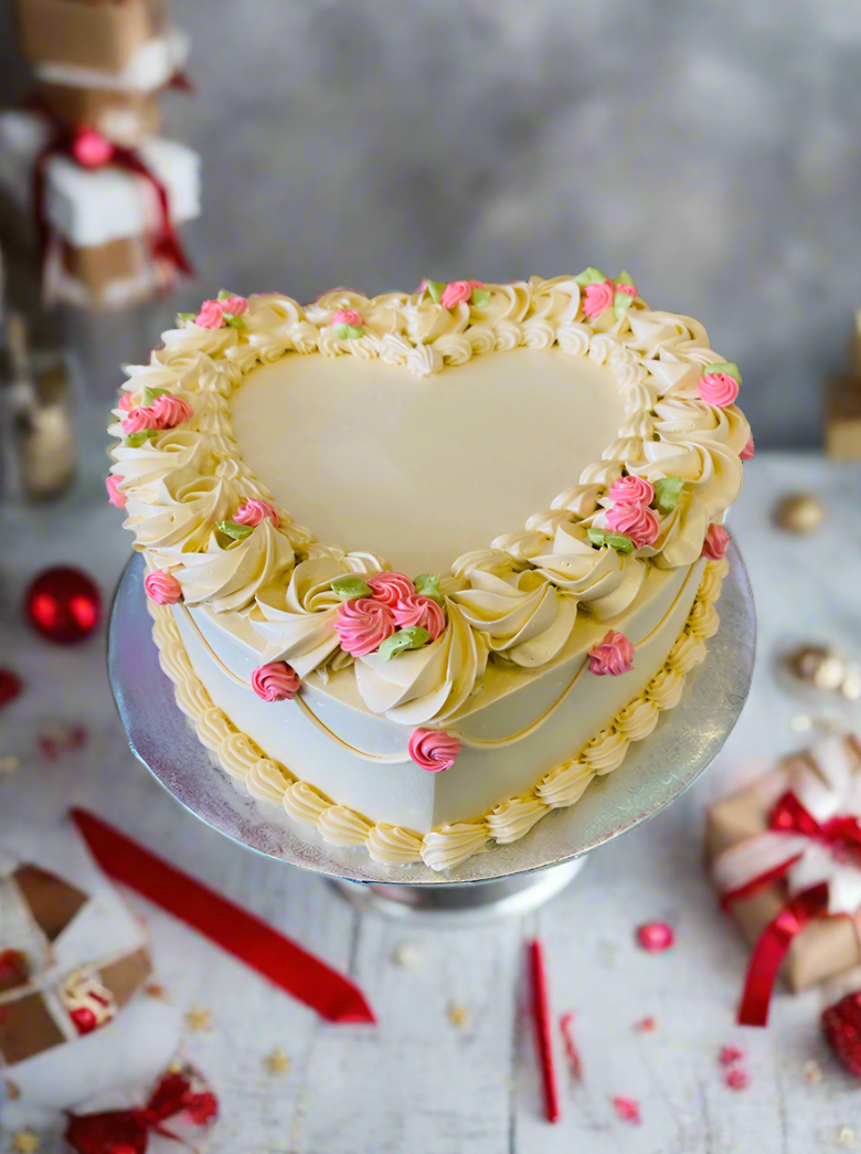 Ivory Heart Valentine Cake