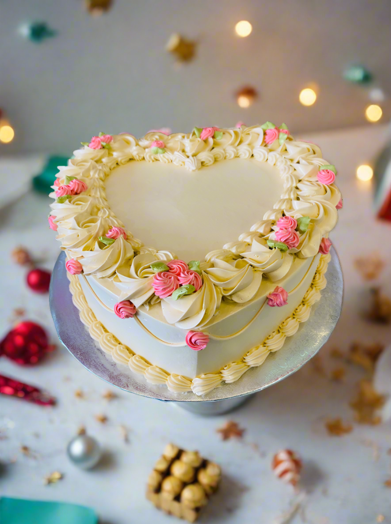 Ivory Heart Valentine Cake
