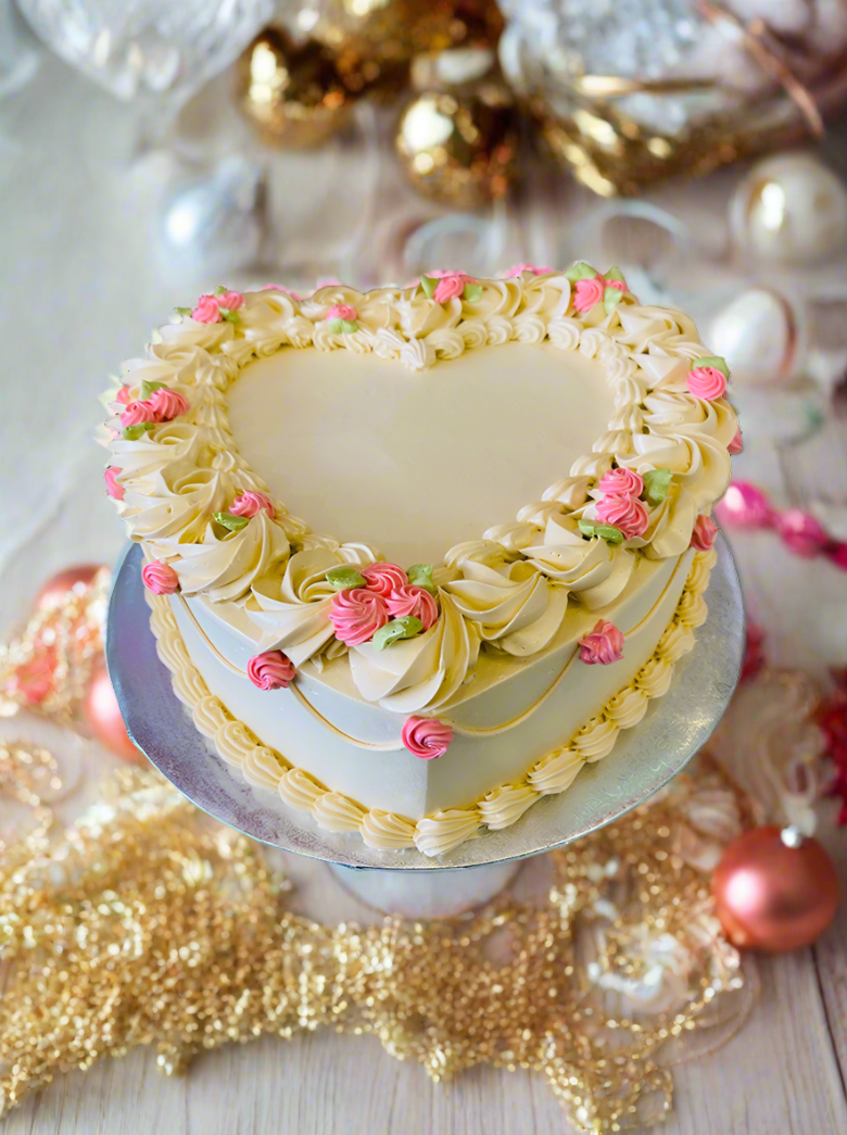 Ivory Heart Valentine Cake