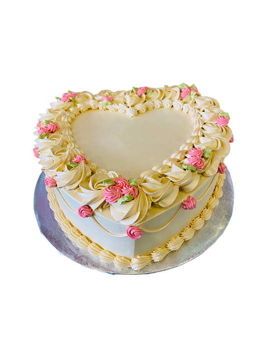 Ivory Heart Valentine Cake