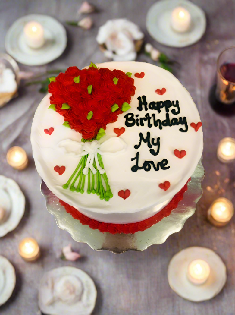 Heart Bouquet Cake